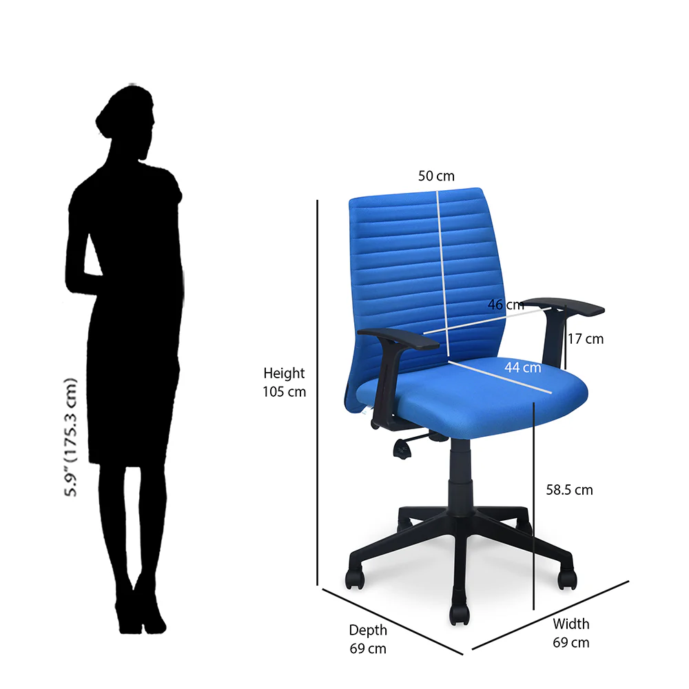 Nilkamal Thames Neo Mid Back Fabric Chair - Image 19