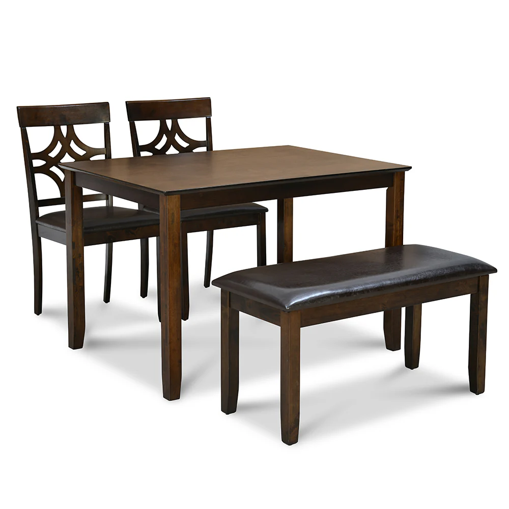 Nilkamal Tivoli 4 Seater Dining Set with Bench (Brown) - Image 3