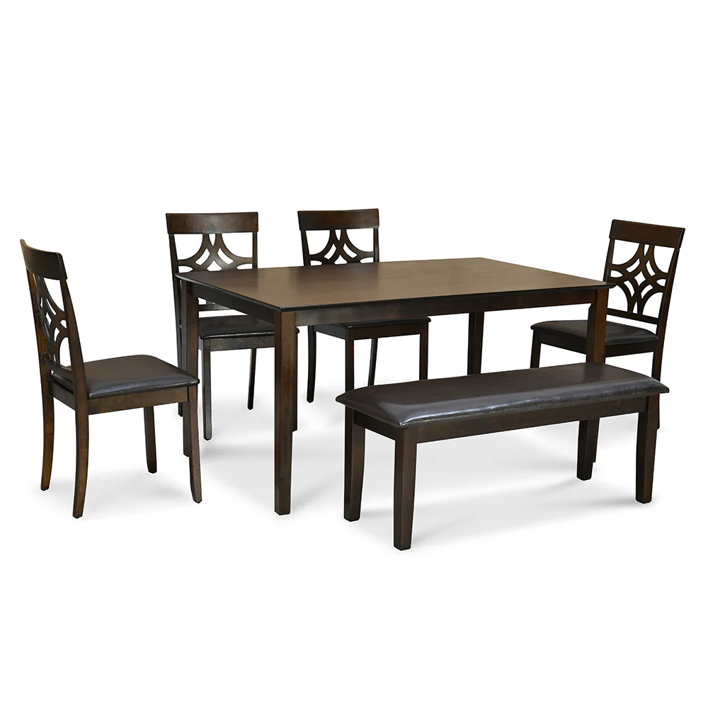Nilkamal Tivoli 6 Seater Dining Set with Bench (Brown) - Image 2