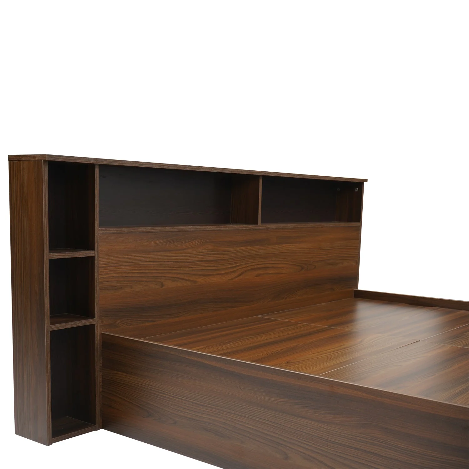 Nilkamal Torrie King Bed With Headboard & Box Storage (Classic Walnut) - Image 7