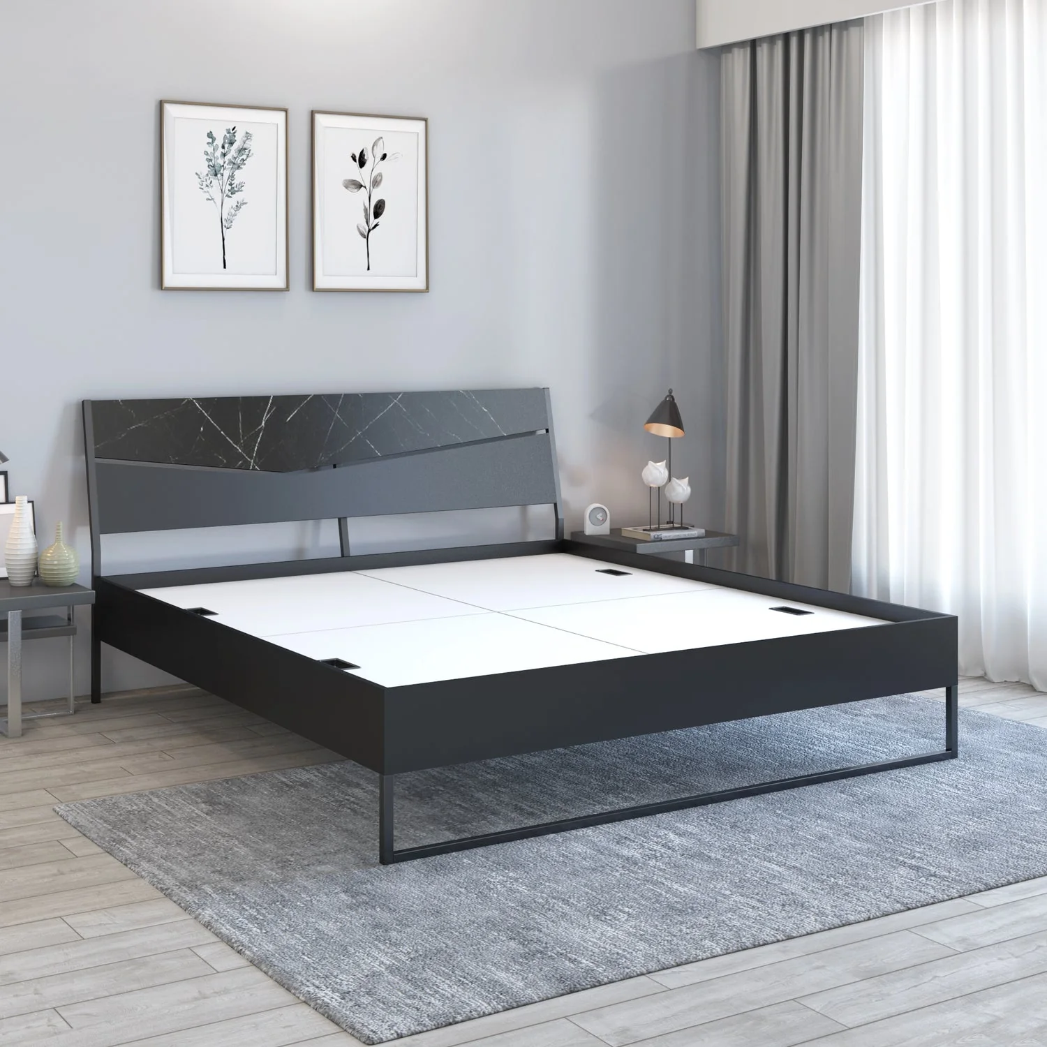 Nilkamal Urbenia Engineered Wood Without Storage King Bed (Black) - Image 2