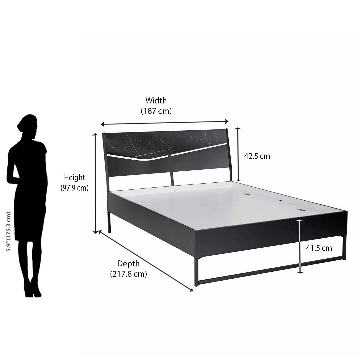 Nilkamal Urbenia Engineered Wood Without Storage King Bed (Black) - Image 9