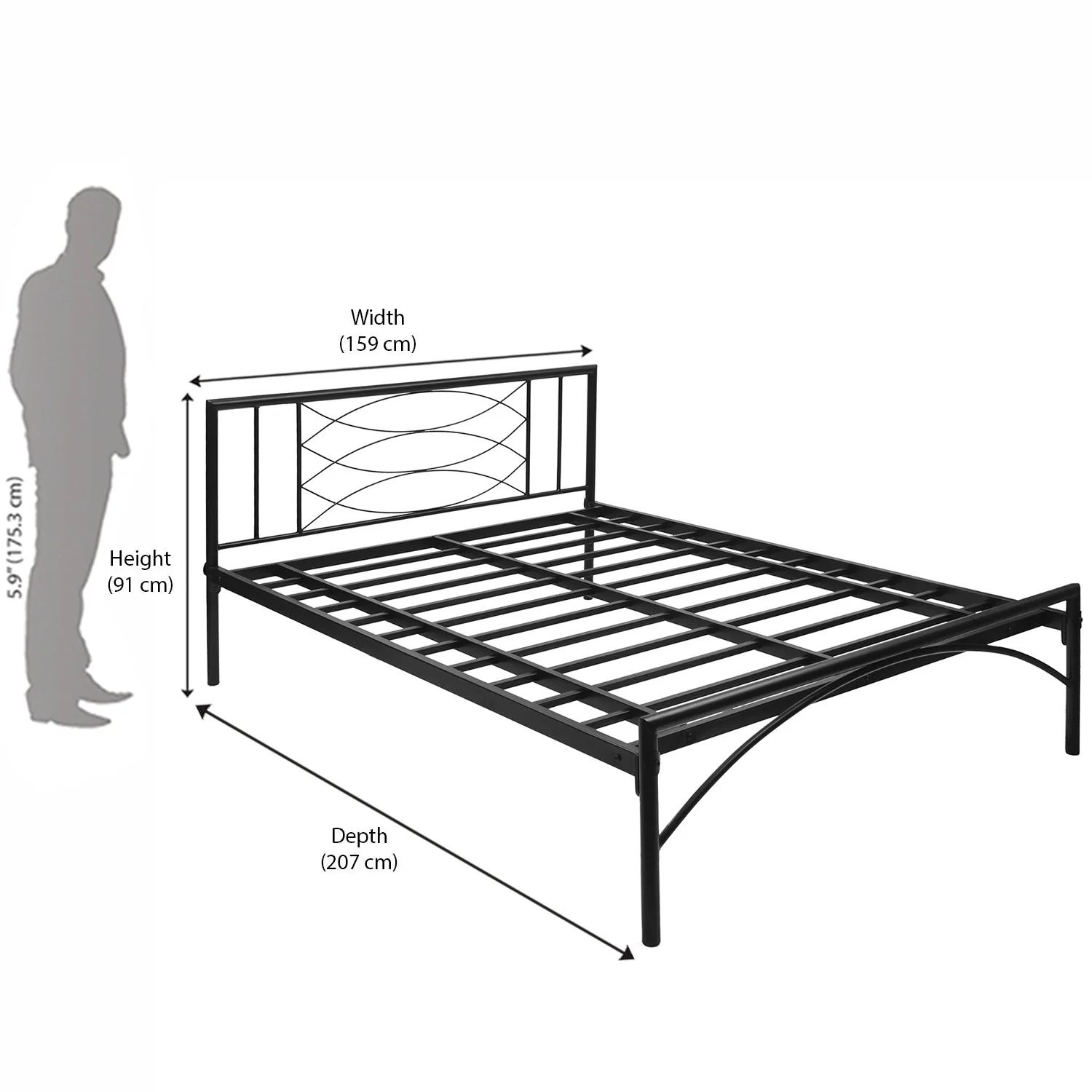 Nilkamal Ursa Metal Queen Bed (Black) - Image 8