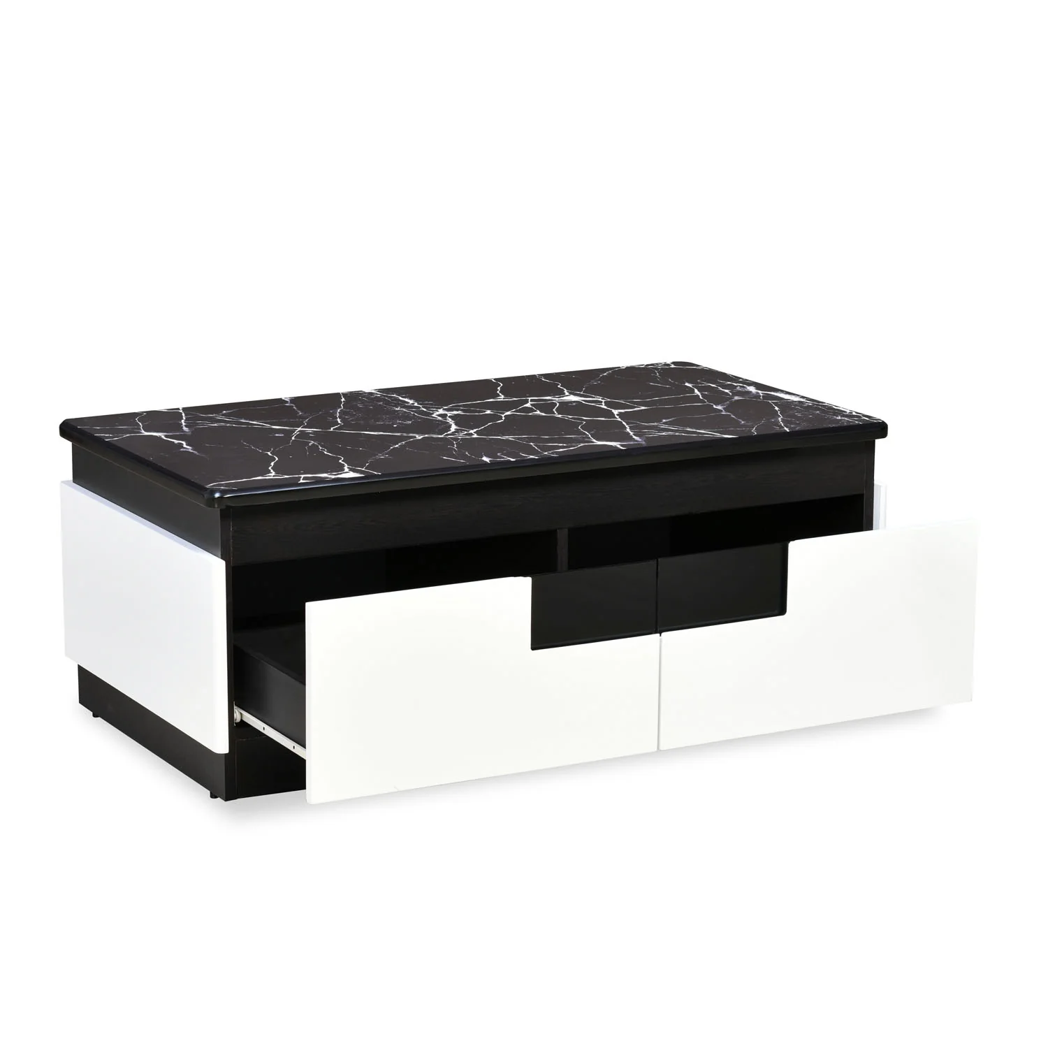 Nilkamal Vegas Marble Pattern Top Center Table (Black / White) - Image 2