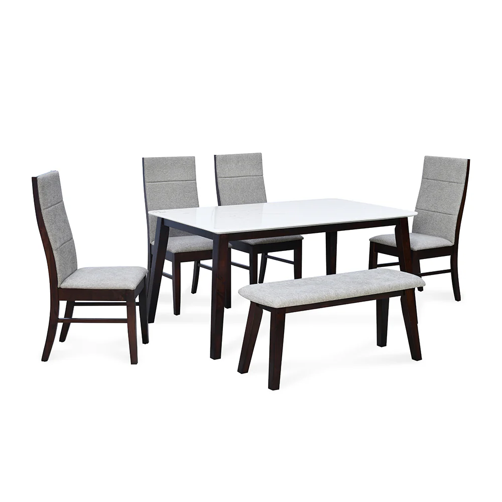 Nilkamal Venus 6 Seater Dining Set with Bench (Milan Walnut) - Image 2