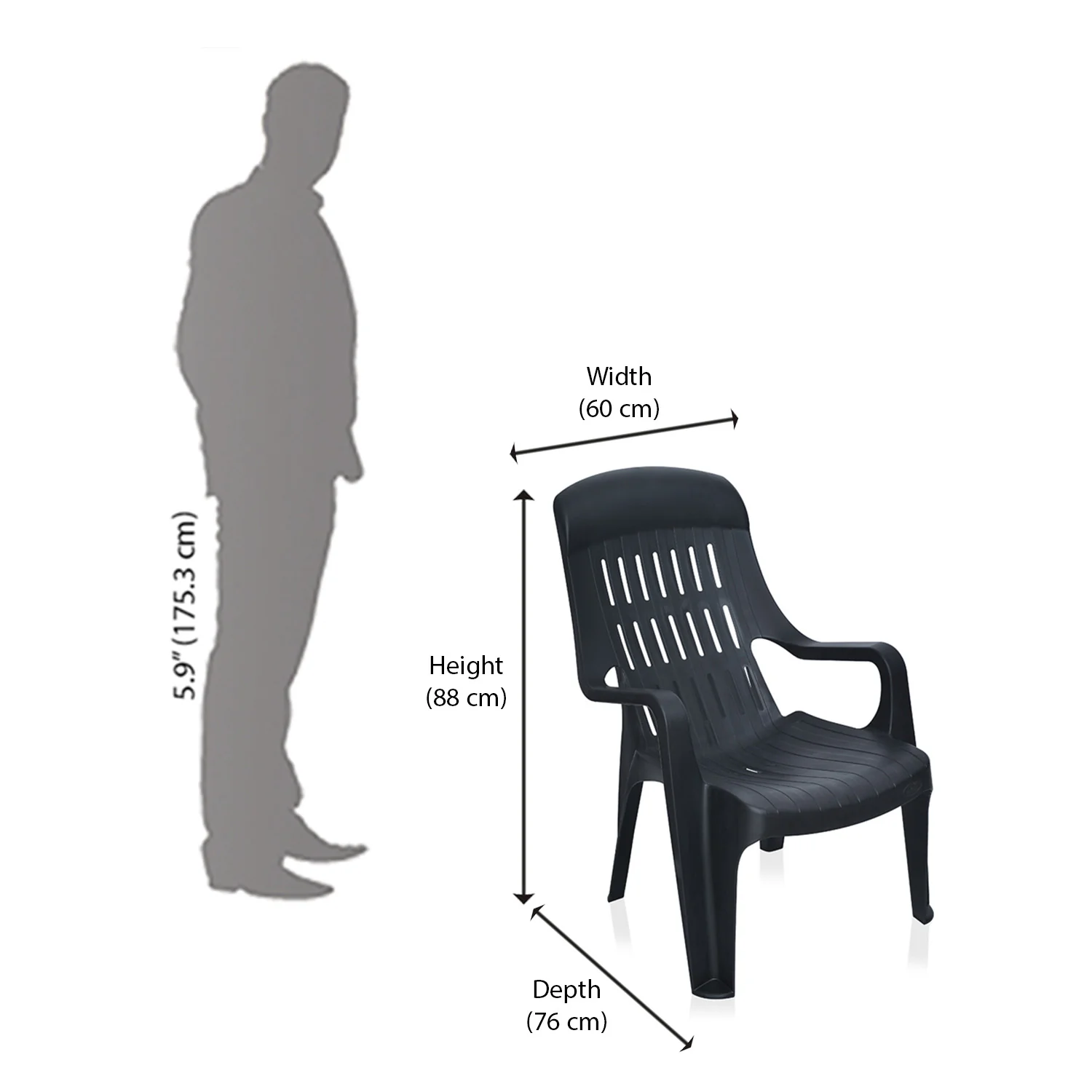 Nilkamal Weekender Plastic Arm Chair (Iron Black) - Image 11