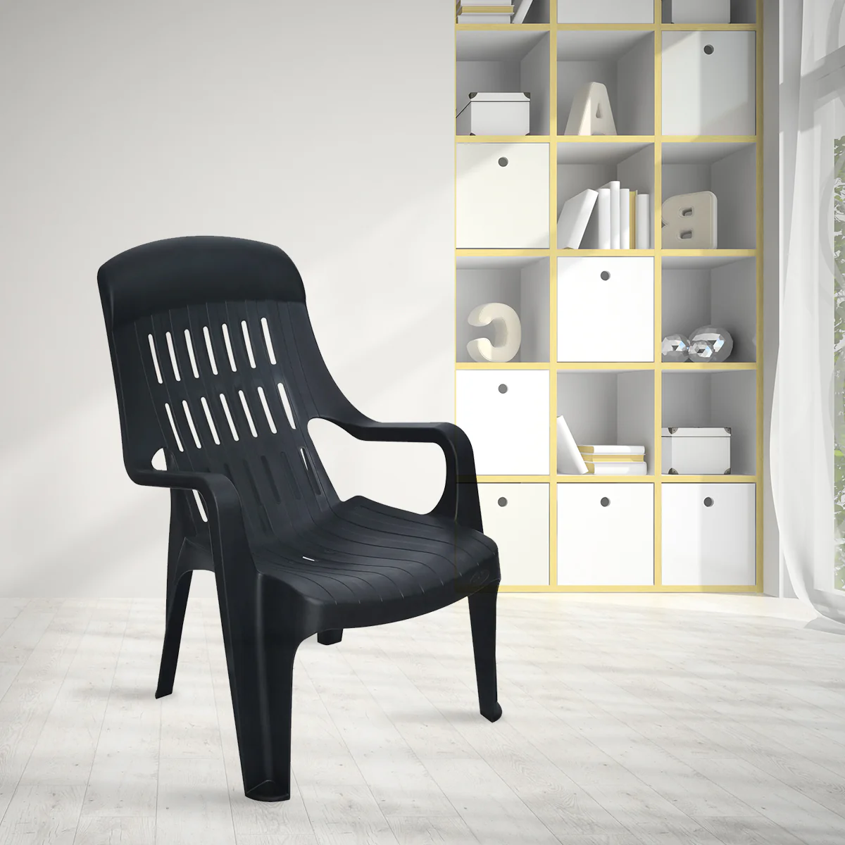 Nilkamal Weekender Plastic Arm Chair (Iron Black) - Image 3