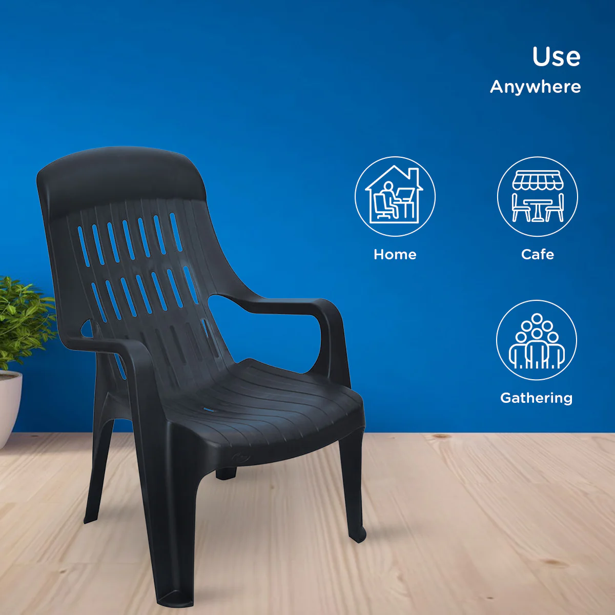 Nilkamal Weekender Plastic Arm Chair (Iron Black) - Image 4
