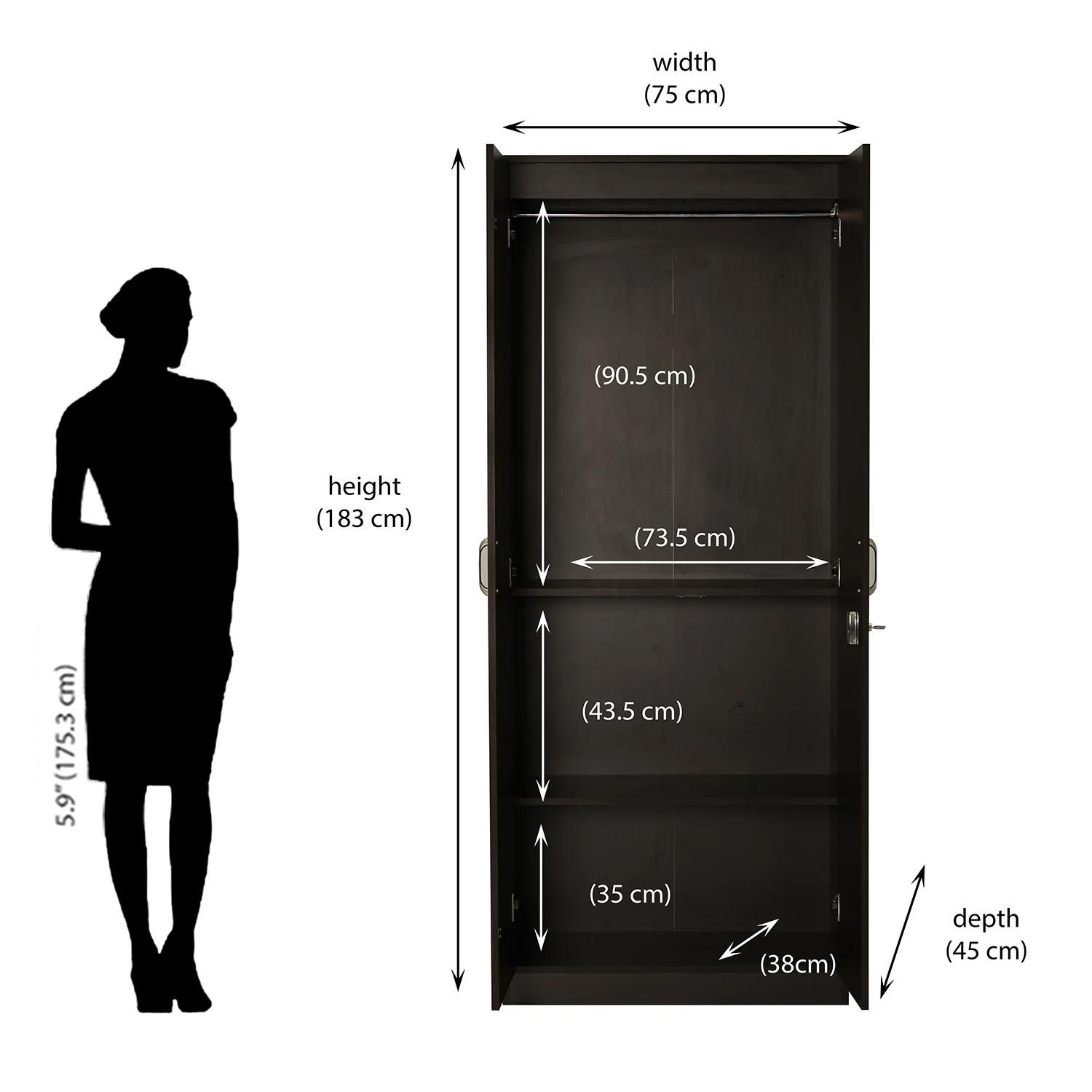 Nilkamal Willy 2 Door without Mirror Wardrobe (New Wenge) - Image 7