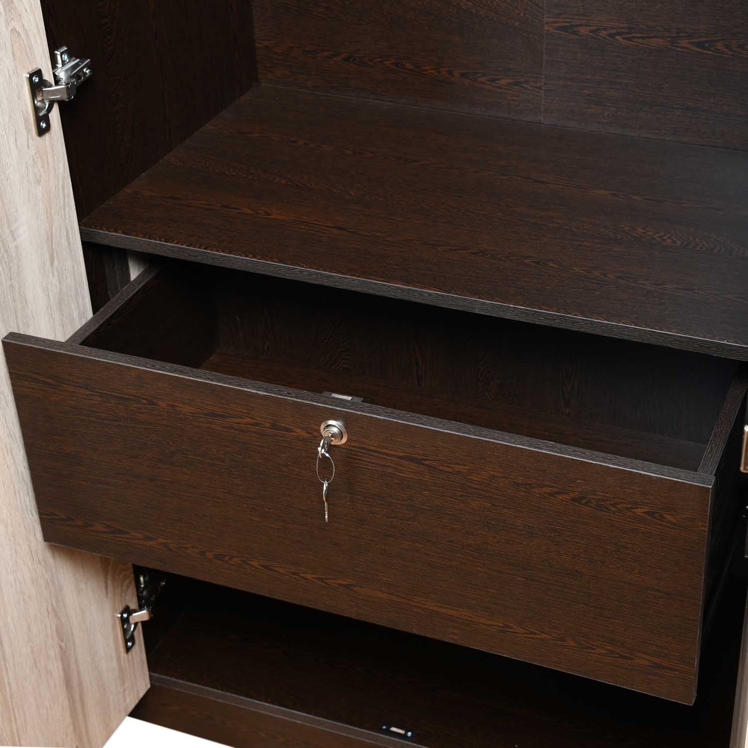 Nilkamal Willy 4 Door Wardrobe without Mirror (Wenge & Sonoma Oak) - Image 10