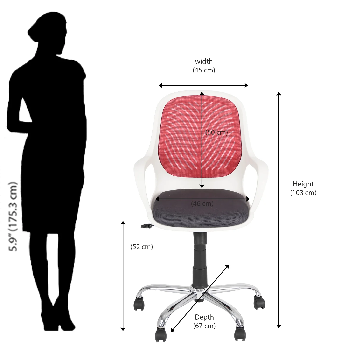 Nilkamal Yaris Mid Back Chrome Base Chair - Image 47