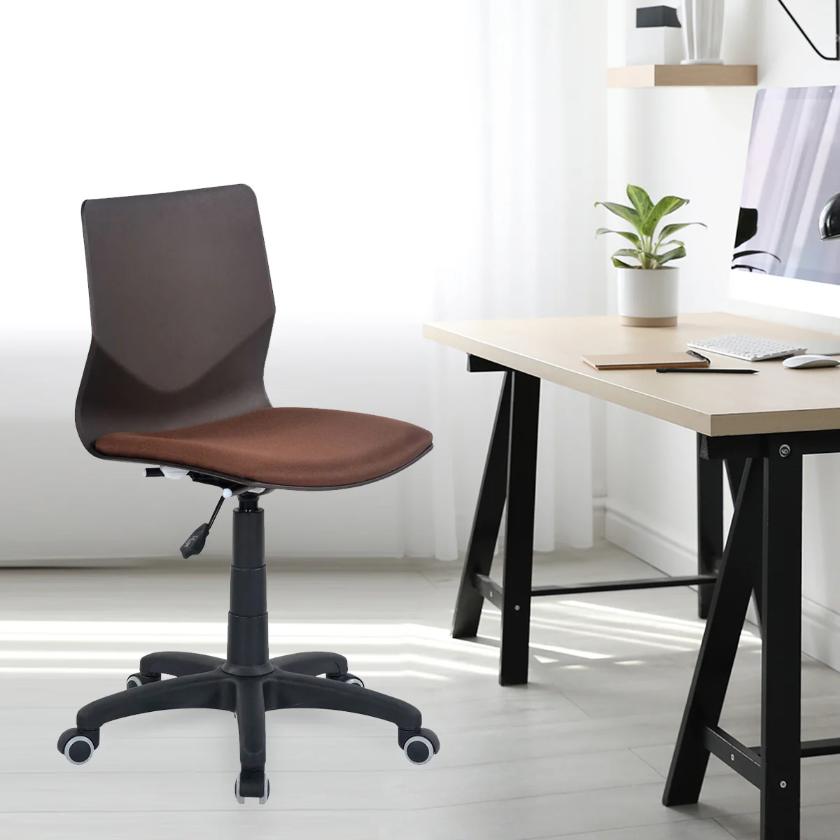 Nilkamal Zing Revolving Office Chair (Brown)