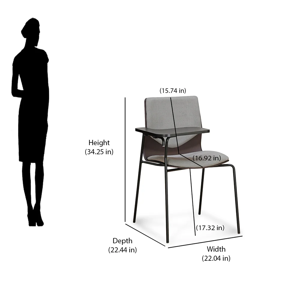 Nilkamal Zing Visitor Chair with Depth Adjustable Writing Pad (Walnut Brown & Black) - Image 11